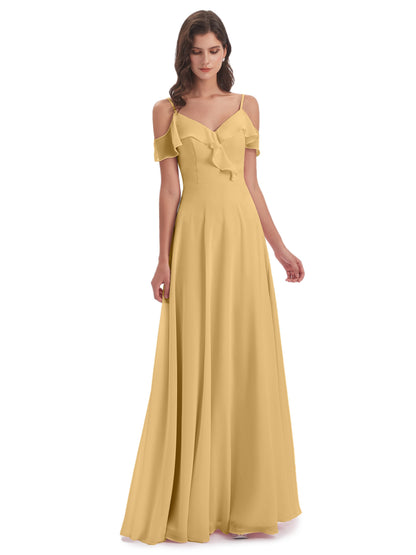 Penelope Sheath Off The Shoulder Long Bridesmaid Dresses