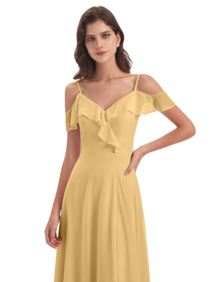 Penelope Sheath Off The Shoulder Long Bridesmaid Dresses