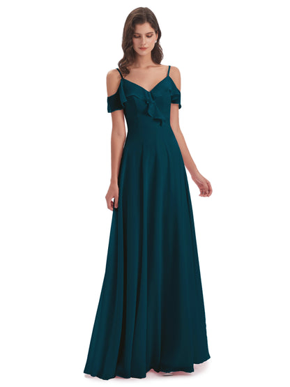 Penelope Sheath Off The Shoulder Long Bridesmaid Dresses