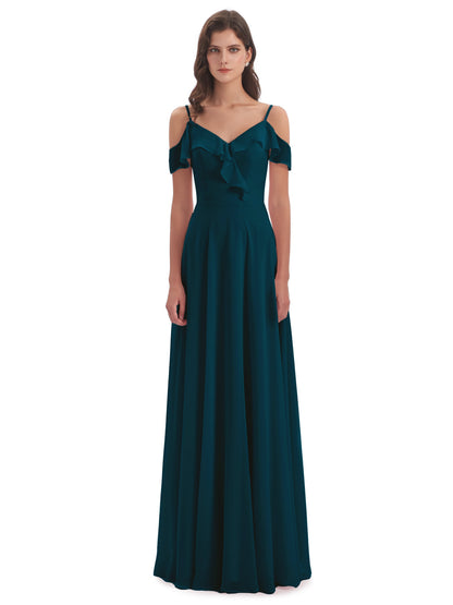 Penelope Sheath Off The Shoulder Long Bridesmaid Dresses