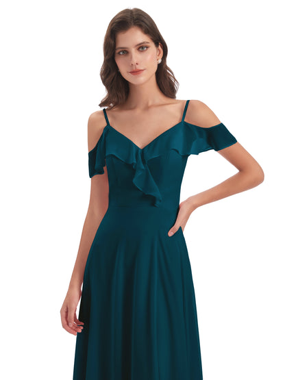 Penelope Sheath Off The Shoulder Long Bridesmaid Dresses
