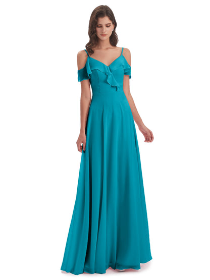 Penelope Sheath Off The Shoulder Long Bridesmaid Dresses