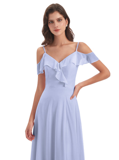 Penelope Sheath Off The Shoulder Long Bridesmaid Dresses