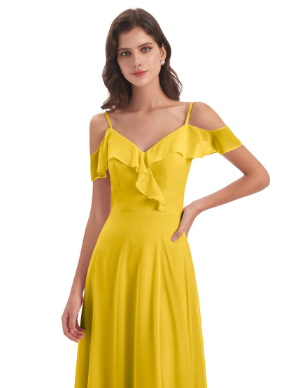 Penelope Sheath Off The Shoulder Long Bridesmaid Dresses
