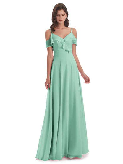 Penelope Sheath Off The Shoulder Long Bridesmaid Dresses