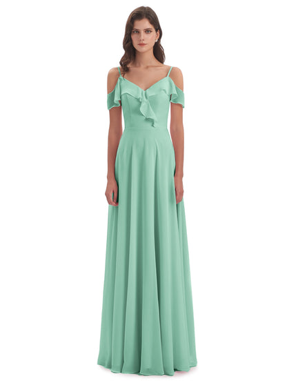 Penelope Sheath Off The Shoulder Long Bridesmaid Dresses
