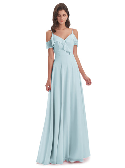 Penelope Sheath Off The Shoulder Long Bridesmaid Dresses