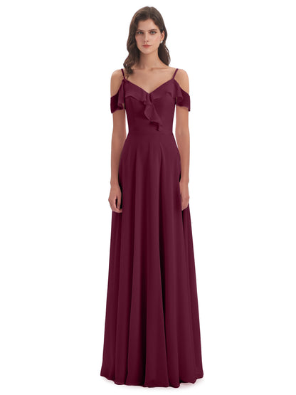 Penelope Sheath Off The Shoulder Long Bridesmaid Dresses
