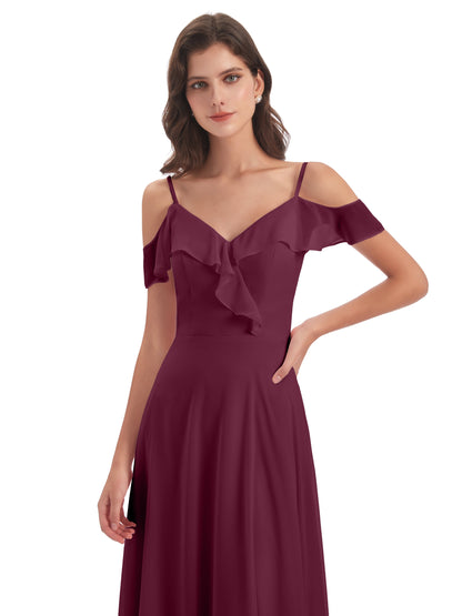 Penelope Sheath Off The Shoulder Long Bridesmaid Dresses