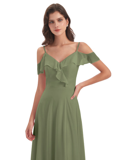 Penelope Sheath Off The Shoulder Long Bridesmaid Dresses