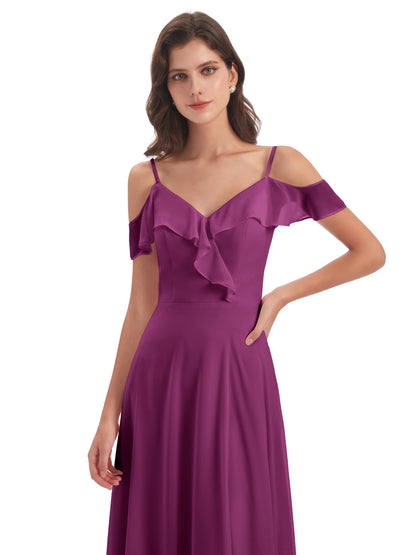 Penelope Sheath Off The Shoulder Long Bridesmaid Dresses