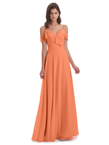 Penelope Sheath Off The Shoulder Long Bridesmaid Dresses