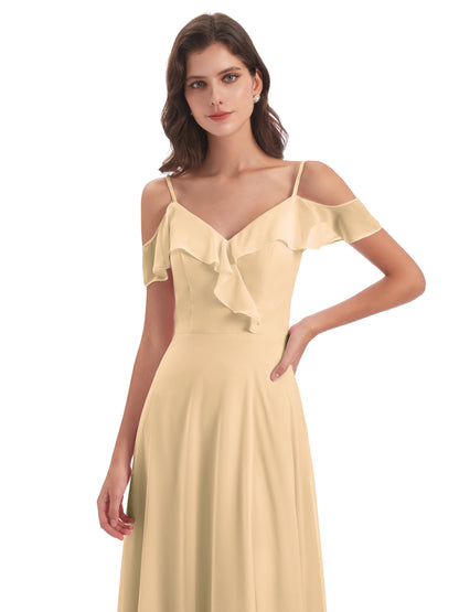 Penelope Sheath Off The Shoulder Long Bridesmaid Dresses