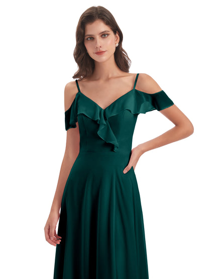 Penelope Sheath Off The Shoulder Long Bridesmaid Dresses
