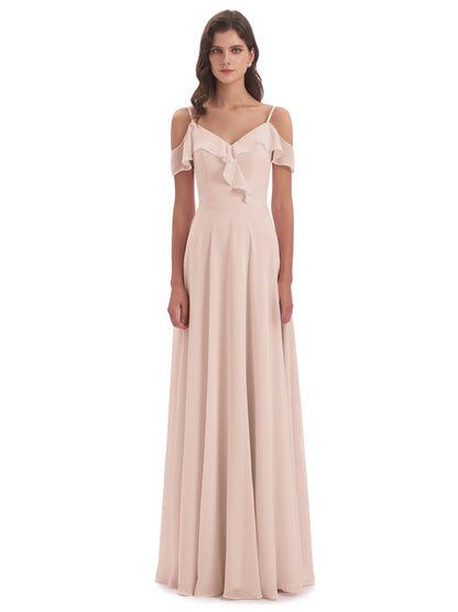 Penelope Sheath Off The Shoulder Long Bridesmaid Dresses