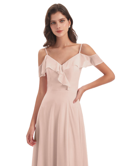 Penelope Sheath Off The Shoulder Long Bridesmaid Dresses