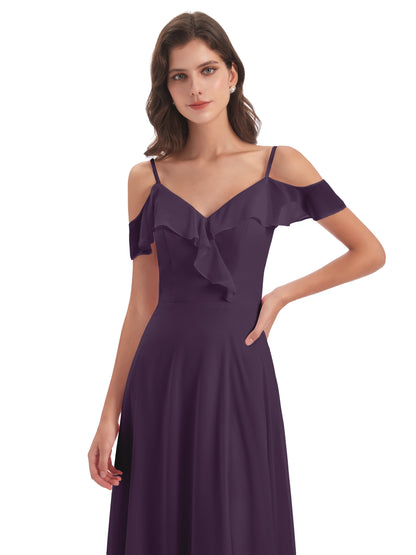 Penelope Sheath Off The Shoulder Long Bridesmaid Dresses