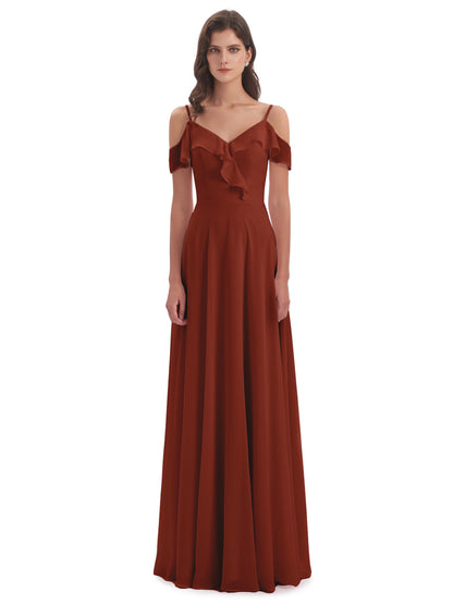 Penelope Sheath Off The Shoulder Long Bridesmaid Dresses