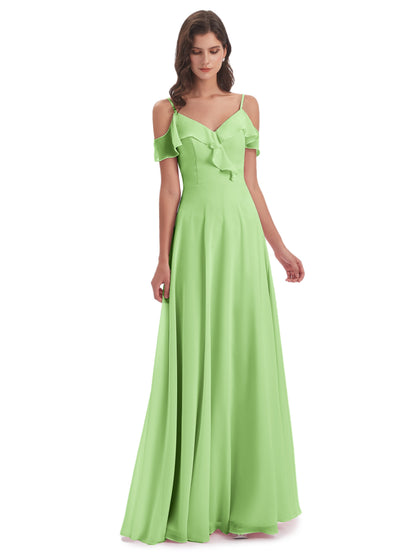 Penelope Sheath Off The Shoulder Long Bridesmaid Dresses