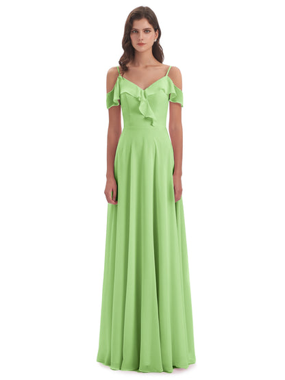 Penelope Sheath Off The Shoulder Long Bridesmaid Dresses