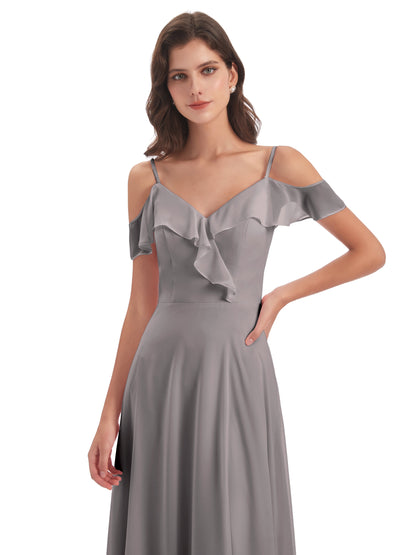 Penelope Sheath Off The Shoulder Long Bridesmaid Dresses