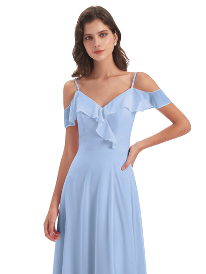 Penelope Sheath Off The Shoulder Long Bridesmaid Dresses