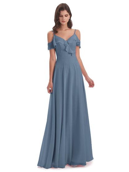 Penelope Sheath Off The Shoulder Long Bridesmaid Dresses