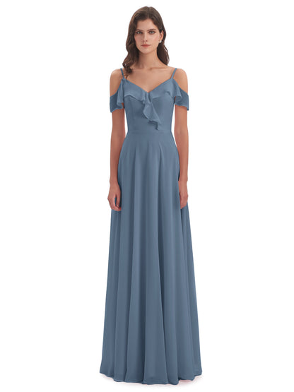 Penelope Sheath Off The Shoulder Long Bridesmaid Dresses