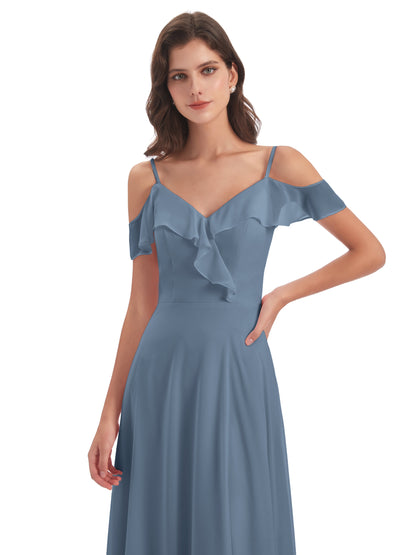 Penelope Sheath Off The Shoulder Long Bridesmaid Dresses