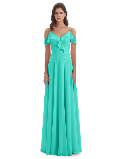 Penelope Sheath Off The Shoulder Long Bridesmaid Dresses