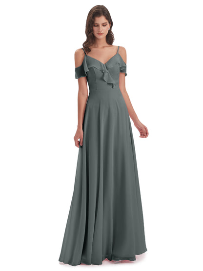 Penelope Sheath Off The Shoulder Long Bridesmaid Dresses