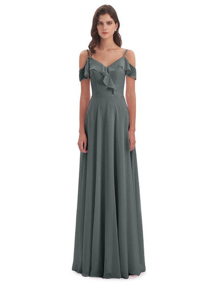 Penelope Sheath Off The Shoulder Long Bridesmaid Dresses