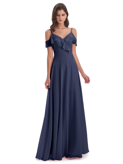 Penelope Sheath Off The Shoulder Long Bridesmaid Dresses