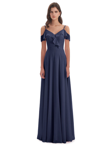 Penelope Sheath Off The Shoulder Long Bridesmaid Dresses