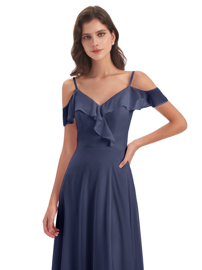 Penelope Sheath Off The Shoulder Long Bridesmaid Dresses