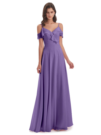 Penelope Sheath Off The Shoulder Long Bridesmaid Dresses