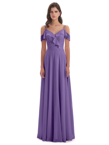 Penelope Sheath Off The Shoulder Long Bridesmaid Dresses