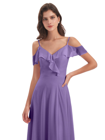 Penelope Sheath Off The Shoulder Long Bridesmaid Dresses