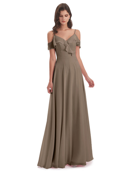 Penelope Sheath Off The Shoulder Long Bridesmaid Dresses