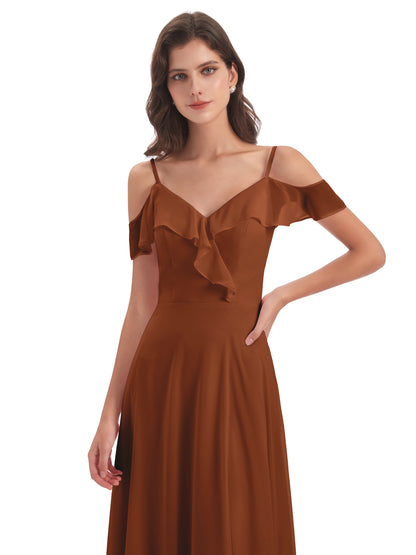 Penelope Sheath Off The Shoulder Long Bridesmaid Dresses
