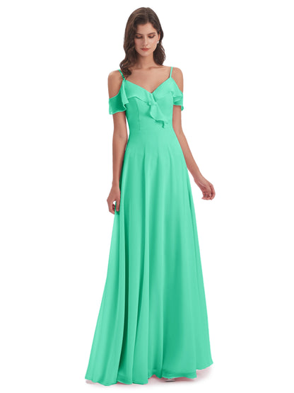 Penelope Sheath Off The Shoulder Long Bridesmaid Dresses