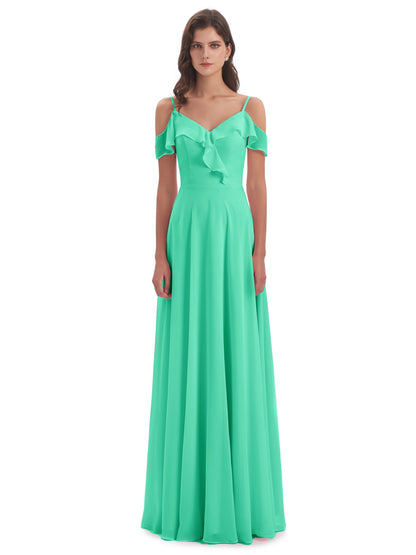 Penelope Sheath Off The Shoulder Long Bridesmaid Dresses