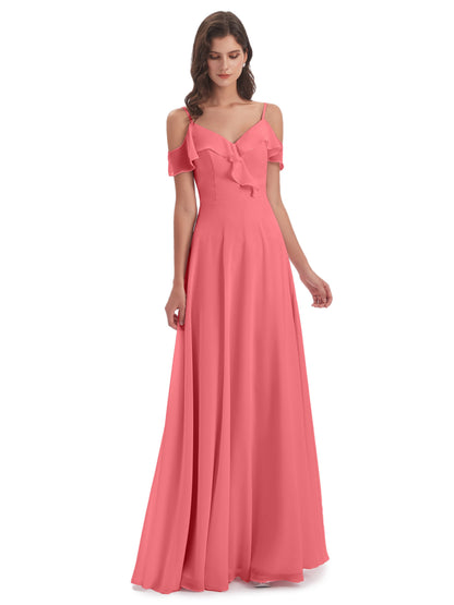 Penelope Sheath Off The Shoulder Long Bridesmaid Dresses