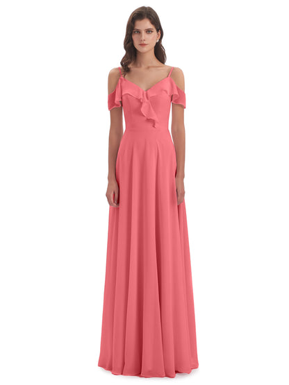 Penelope Sheath Off The Shoulder Long Bridesmaid Dresses