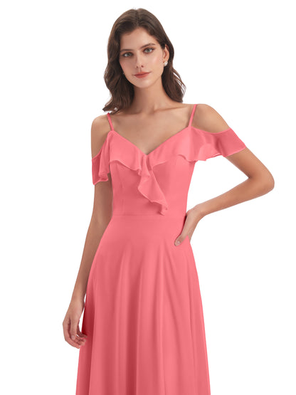 Penelope Sheath Off The Shoulder Long Bridesmaid Dresses