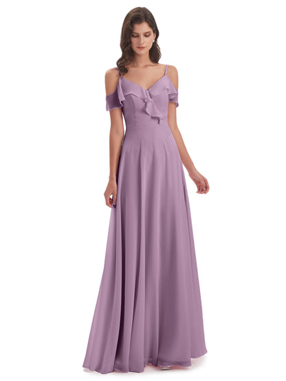 Penelope Sheath Off The Shoulder Long Bridesmaid Dresses