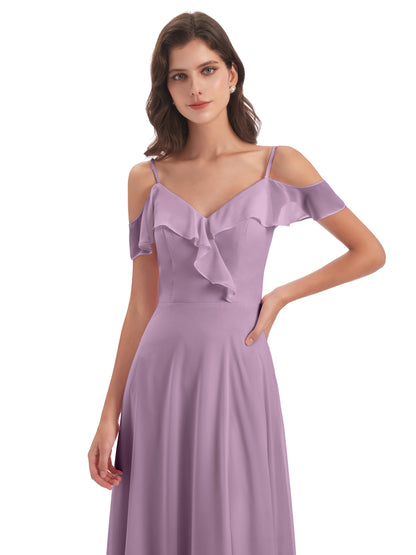 Penelope Sheath Off The Shoulder Long Bridesmaid Dresses
