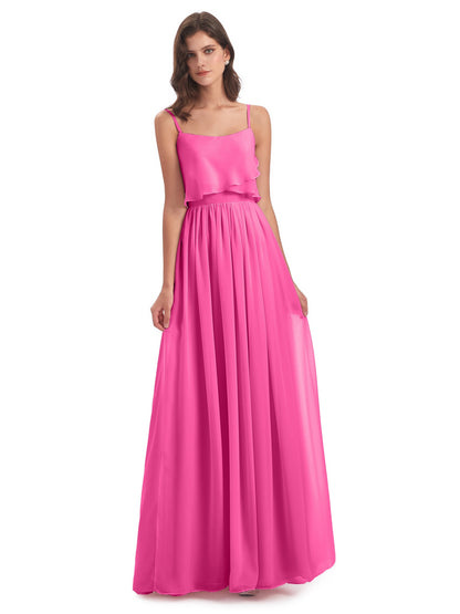 Riley A-line Spaghetti Straps Chiffon Bridesmaid Dresses
