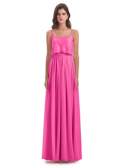 Riley A-line Spaghetti Straps Chiffon Bridesmaid Dresses