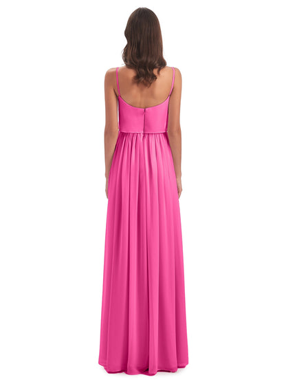 Riley A-line Spaghetti Straps Chiffon Bridesmaid Dresses